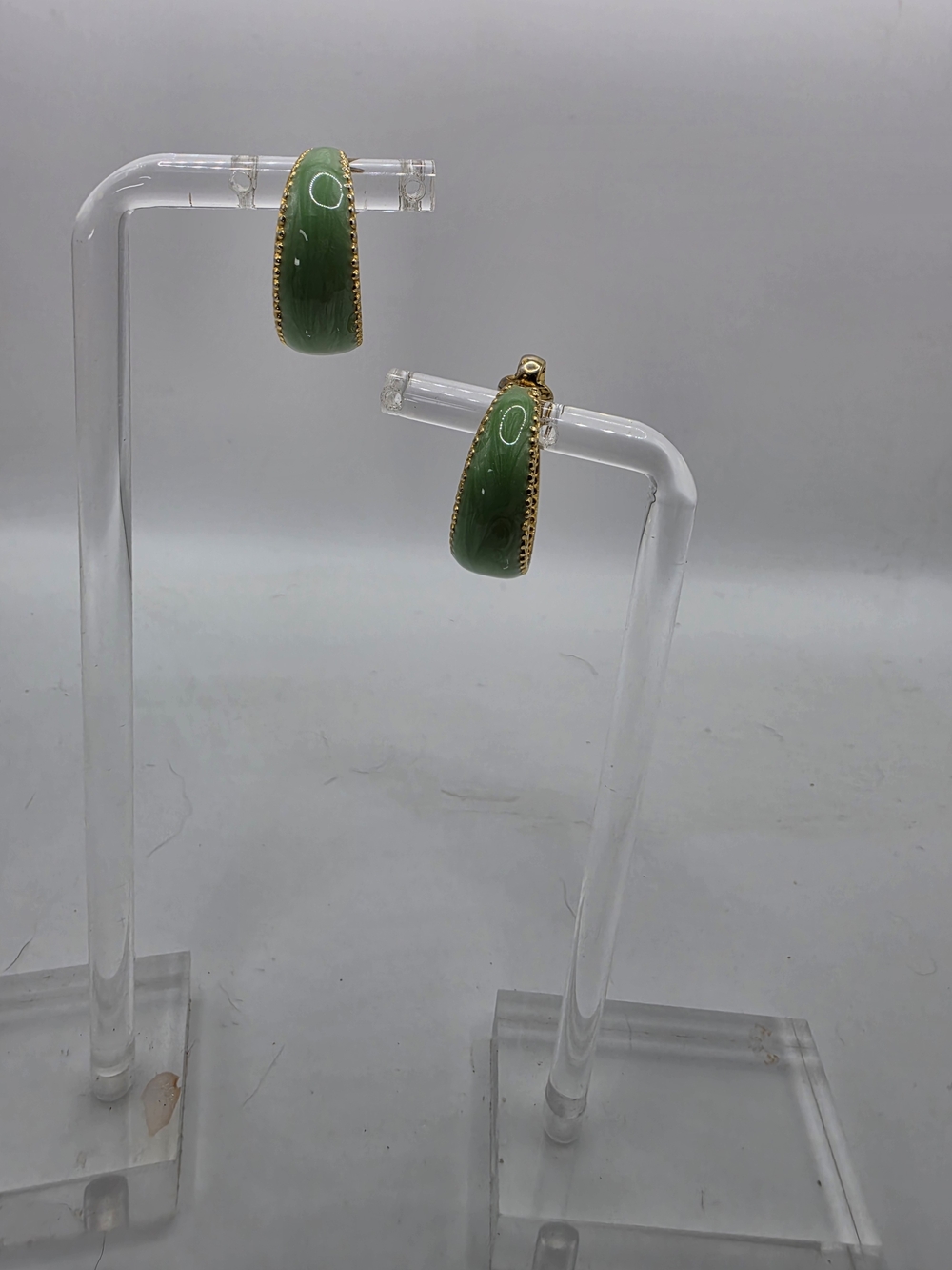 Napier Vintage Gold Green Enamel Braided Clip On Earrings - Picture 2 of 7